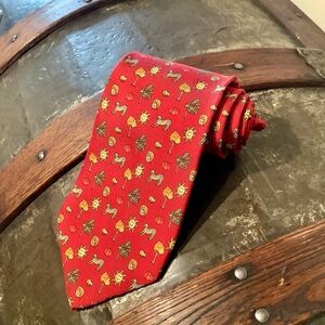 Salvatore Ferragamo Red Silk Tie with Playful Motifs